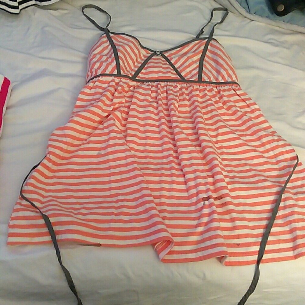 Pretty tank top spaghetti strap orange and grey
